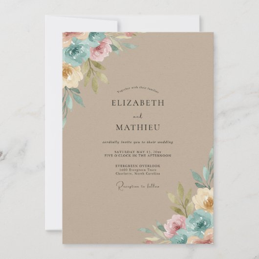 Sandcyanene Hochzeit Einladung (Vorderseite)