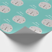 Sanddollar Muster Aquamarin Beach Frohe Weihnachte Geschenkpapier (Ecke)