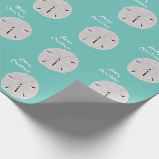 Sanddollar Muster Aquamarin Beach Frohe Weihnachte Geschenkpapier (Ecke)