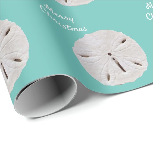 Sanddollar Muster Aquamarin Beach Frohe Weihnachte Geschenkpapier (Rolleneckpunkt)