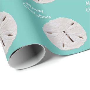 Sanddollar Muster Aquamarin Blue Beach Frohe Weihn Geschenkpapier