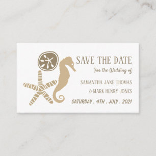SandDollar, Starfish und Seepferd Save the Date Begleitkarte