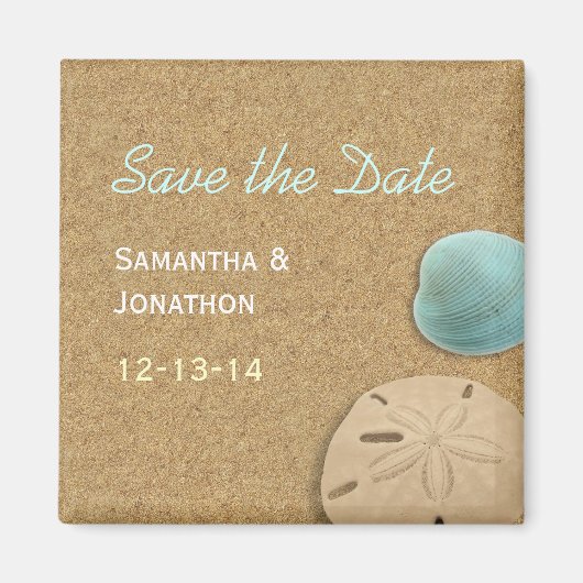 SandDollar und Muschel Beach Thema Save the Date Magnet (Vorne)