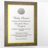 SandDollars & Burlap, Beach Baby Duschsuite Dreifach Gefaltete Einladung (Innen Erste Seite)