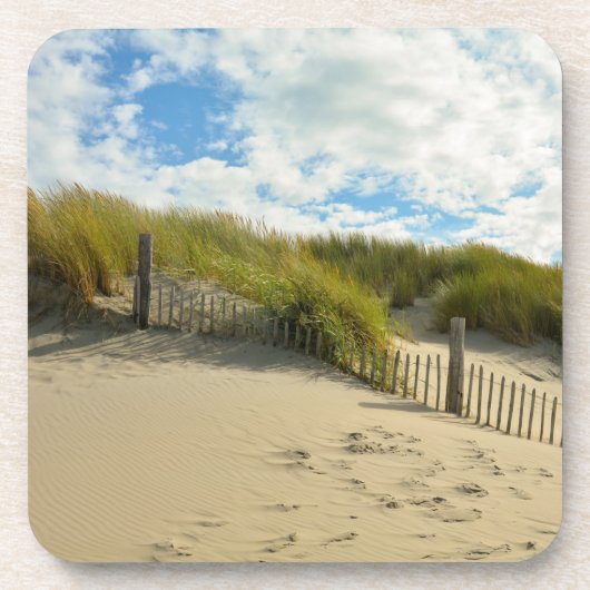 Sanddünen mit Holzzaun Getränkeuntersetzer (Vorderseite)