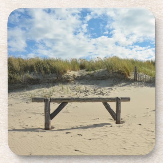 Sanddünen mit Holzzaun Getränkeuntersetzer (Vorderseite)