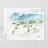 Sanddünen Strandsaison nautische Aquarellkunst Postkarte (Vorne/Hinten)