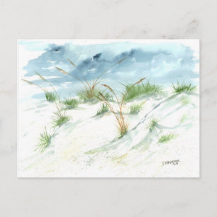 Sanddünen Strandsaison nautische Aquarellkunst Postkarte