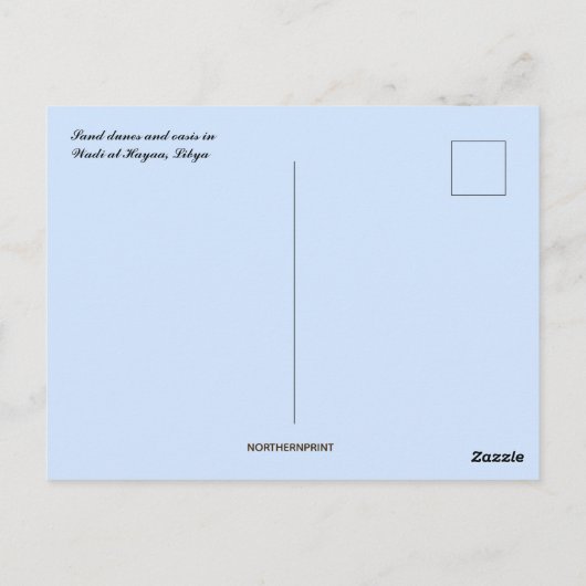 Sanddünen und Oasien in Wadi al Hayaa Libyen Postkarte (Rückseite)