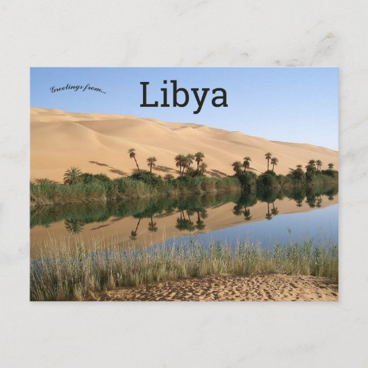 Sanddünen und Oasien in Wadi al Hayaa Libyen Postkarte (Vorderseite)