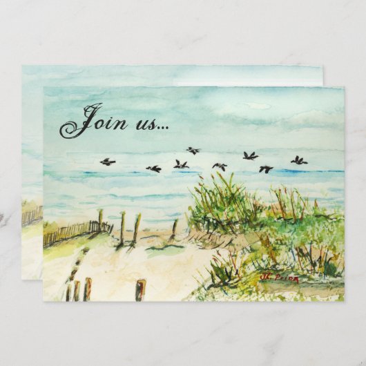 Sanddünen und Seagulls Außenbanks North Carolina Einladung (Vorne/Hinten)