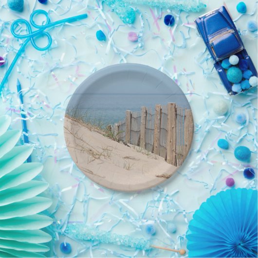 Sanddünen und Strandzaun Pappteller (Party)