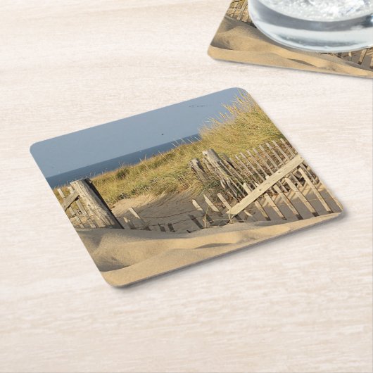 Sanddünen und Strandzaun Rechteckiger Pappuntersetzer (angewinkelt)