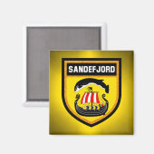 Sandefjord Flag Magnet (Vorderseite/Rückseite)