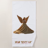 Sandengel und Sondertext auf Strandtuch (Vorderseite)