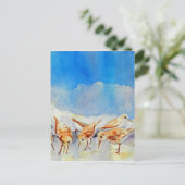 Sanderling Shuffle Postcard WatercolorBeach Memory Postkarte (Stehend Vorderseite)