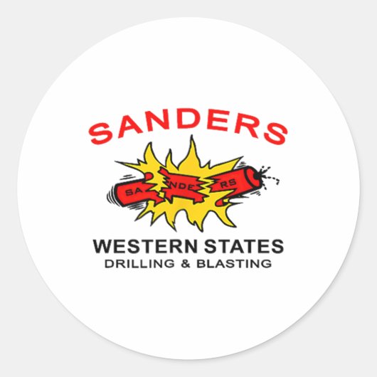 Sanders Construction Logo On Left Chest  Runder Aufkleber (Vorderseite)