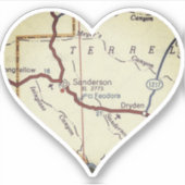 Sanderson TX Retro Map Aufkleber (Vorderseite)