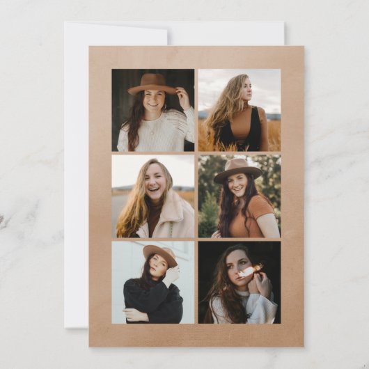 Sandfarben-Arch 7 FotoCollage Abschluss Ankündigung (Rückseite)