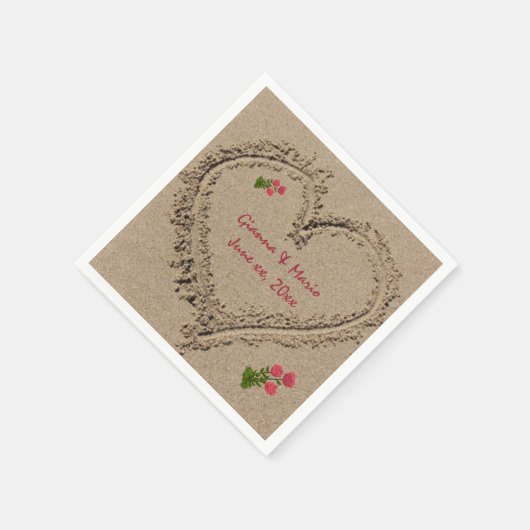 Sandherz und Rose Serviette (Ecke)