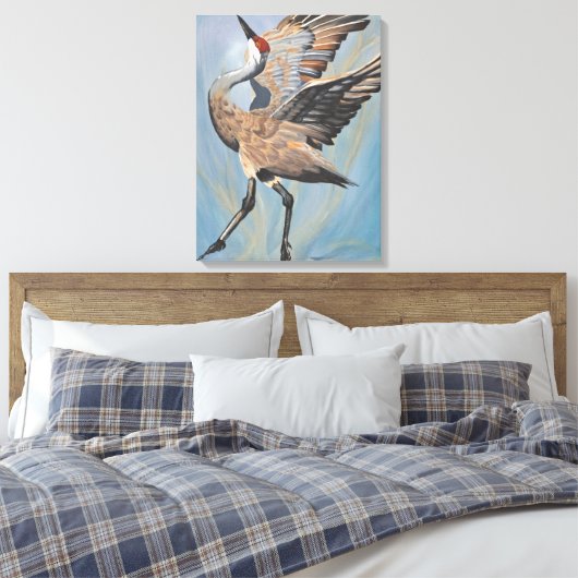Sandhill Crane canvas print Leinwanddruck (Insitu (Schlafzimmer))