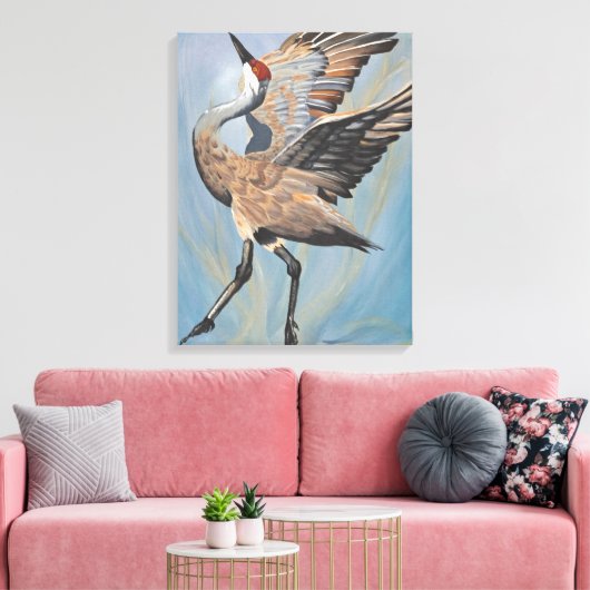 Sandhill Crane canvas print Leinwanddruck (Insitu (Wohnzimmer))