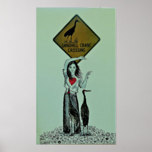 Sandhill Crane Crossing Poster