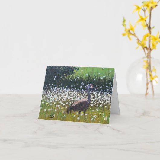 Sandhill Crane Karte (Gelbe Blume)