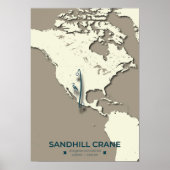 Sandhill Crane Migration Map - Minimalistisch Vint Poster (Vorne)