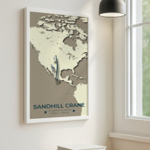 Sandhill Crane Migration Map - Minimalistisch Vint