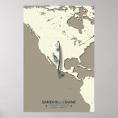 Sandhill Crane Migration Map - Minimalistisch Vint Poster (Vorne)