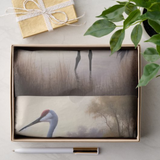 Sandhill Crane Oil Painting Decoupage Seidenpapier (Geschenk)