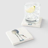 Sandhill Crane Photo Stone Coaster Steinuntersetzer (Seitenansicht)