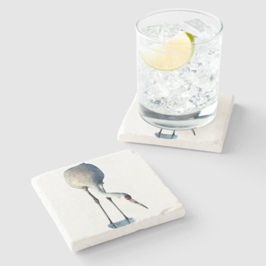 Sandhill Crane Photo Stone Coaster Steinuntersetzer (Seitenansicht)