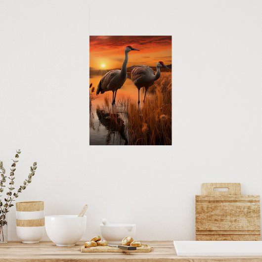 Sandhill Cranes bei Dawn Poster (Küche)