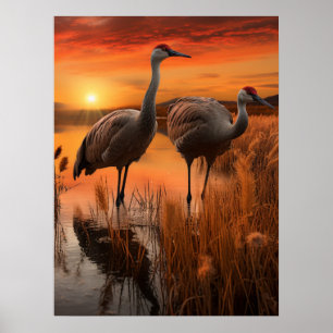 Sandhill Cranes bei Dawn Poster
