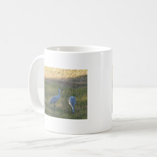 Sandhill Cranes Bird Weizing Foto Kaffeetasse (Vorderseite Links)