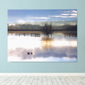 Sandhill Cranes Fotografie Stretched Print Leinwanddruck (Insitu (Holzboden))