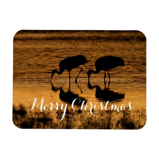 Sandhill Cranes, frohe Weihnachten Magnet (Horizontal)