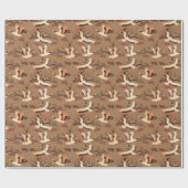 Sandhill Cranes Trees Pattern Brown Geschenk Geschenkpapier (Flach)