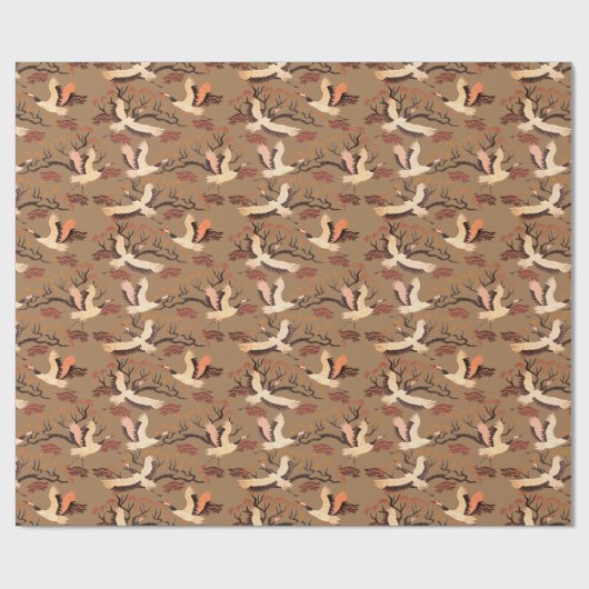 Sandhill Cranes Trees Pattern Brown Geschenk Geschenkpapier (Flach)