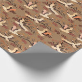 Sandhill Cranes Trees Pattern Brown Geschenk Geschenkpapier (Ecke)