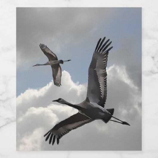 SANDHILL CRANES WEINETIKETT (Einzelnes Label)