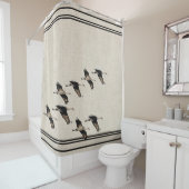 Sandhill Kran-Vogel-Tier-Imitat-Leinen-Streifen Duschvorhang (Beispiel)