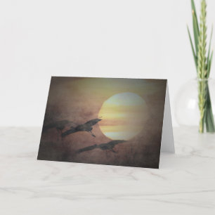 Sandhill Kräne in den Nebel-Gruß-Karten Karte