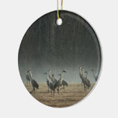 Sandhill streckt am frühen Morgen Frühlings-Nebel Keramikornament (Links)