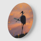 Sandhügelkraniche Silhouette bei Sonnenuntergang Große Wanduhr (Winkel)