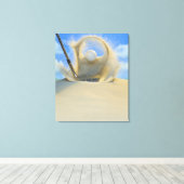 Sandkeil, der einen Golfball aus einem Sand trifft Leinwanddruck (Insitu (Holzboden))