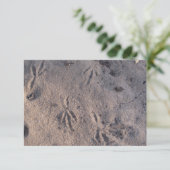 Sandkranspuren auf einer Karte im Sand (Stehend Vorderseite)