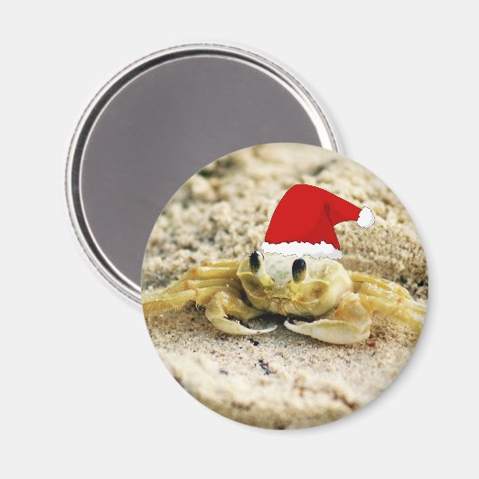 Sandkrebs in der Weihnachtsmannmütze Weihnachten Magnet (Vorderseite/Rückseite)
